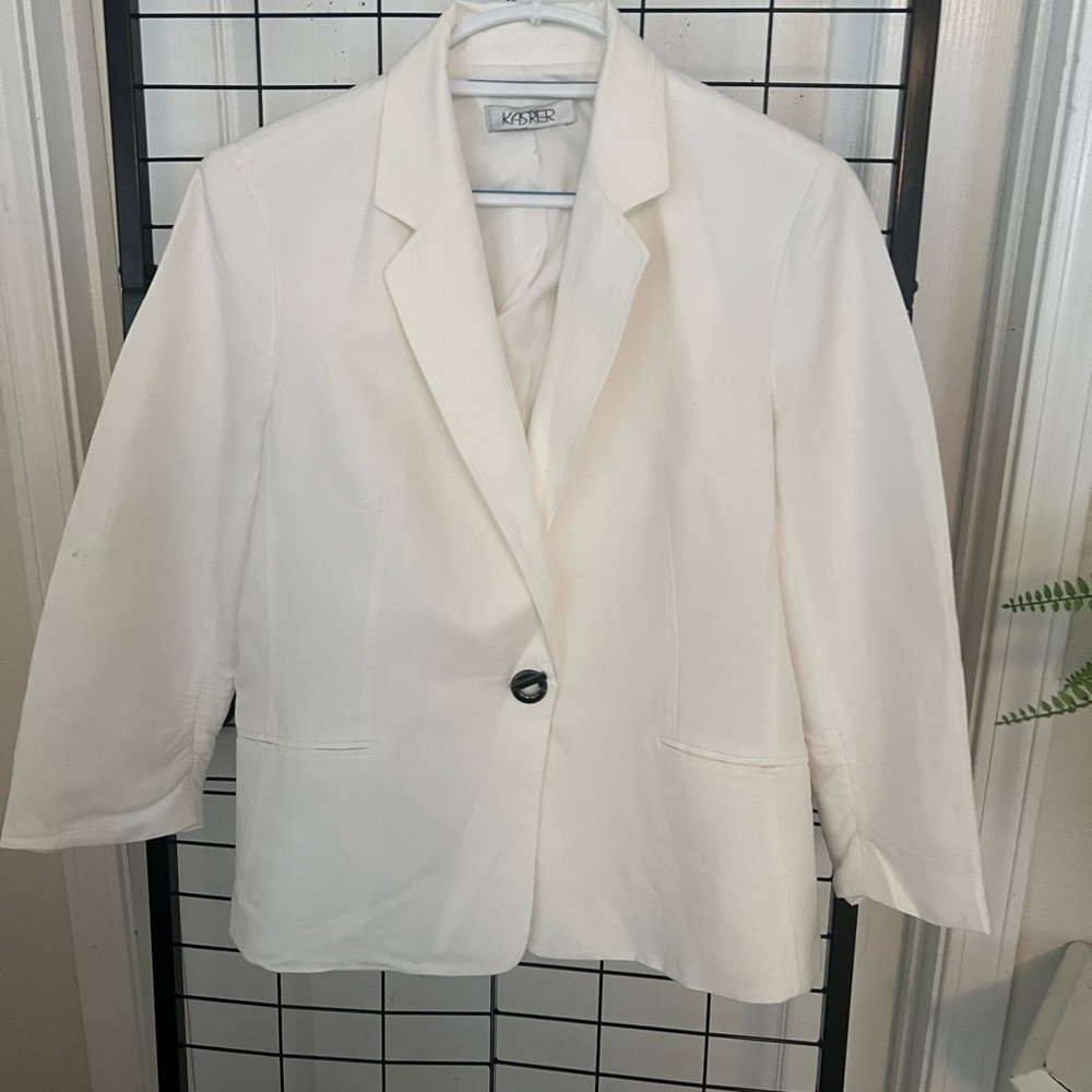 Kasper White Single-Button Blazer